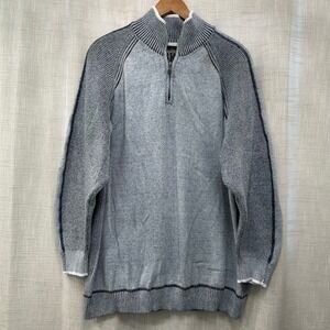 BKE Mens XXL Gray Black Athletic Fit 1/4 Zip Ribbed Long Sleeve Pullover Sweater